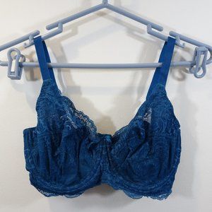 Panache Andorra Lace 5675 Underwire Seamed Sheer Green Bra 32F Wide Strap